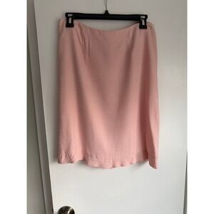 CLC Pink Textured Ruffle Hem Midi Skirt Size 8 Rayon Blend Pastel A-Line 4UD0853